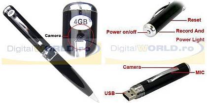 Camera video spion + recorder 4GB, pix Spy Pen - camera ascunsa