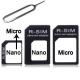 Adaptor nano, micro, SIM normal, pentru telefon, smartphone, tableta, BONUS dispozitiv extragere cartela SIM (cheie extractie card)