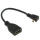 Cablu adaptor mufa conector micro HDMI tata 90 grade la mufa HDMI mama, pentru smartphone, tableta PC, aparat foto, camera video, media player